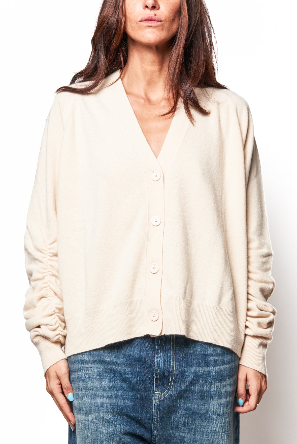 Cardigan manica arricciata