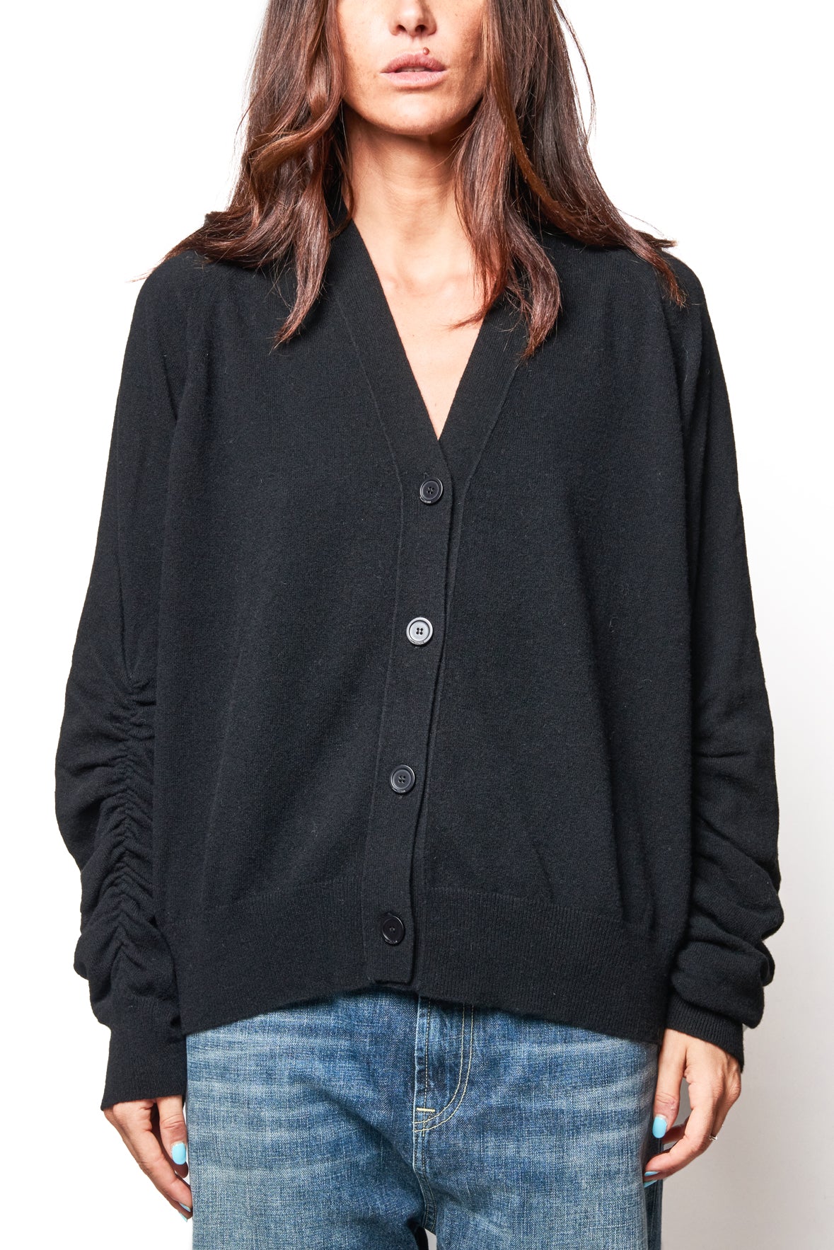Cardigan manica arricciata