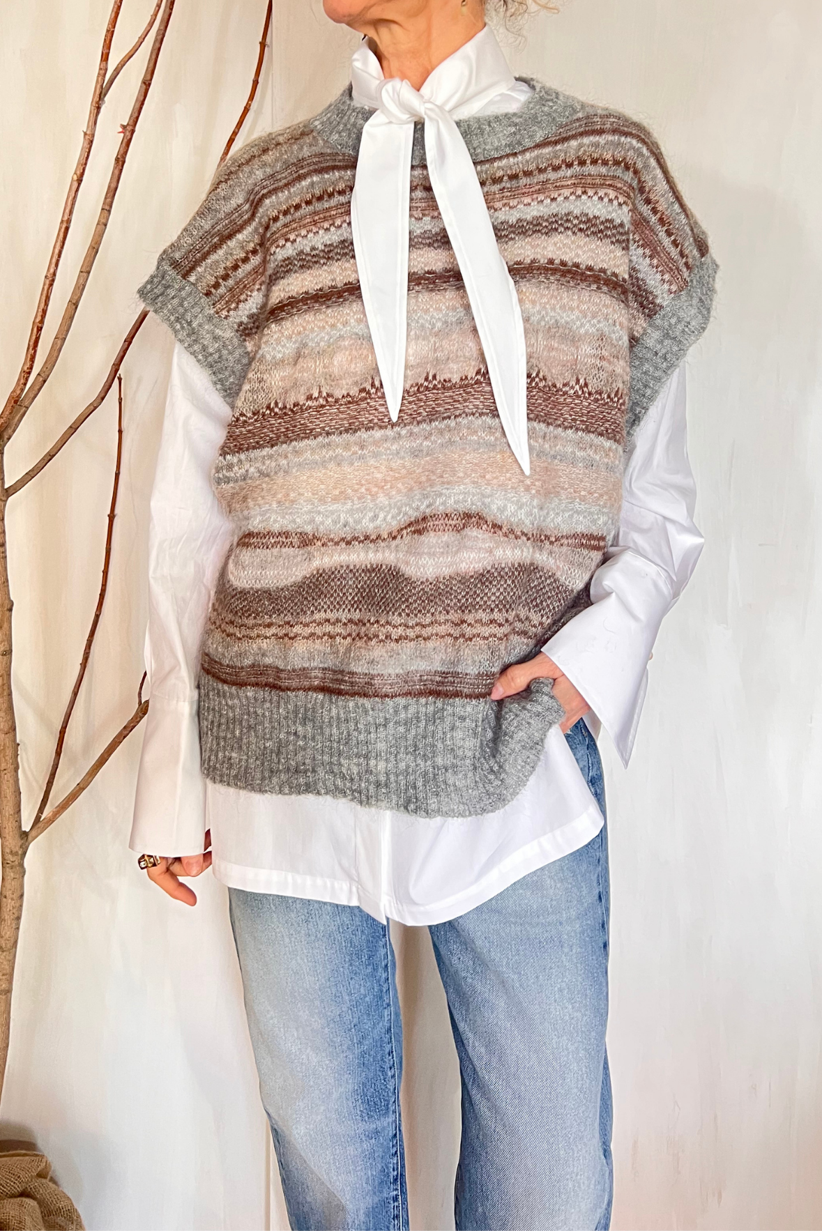 Gilet jaquard in mohair