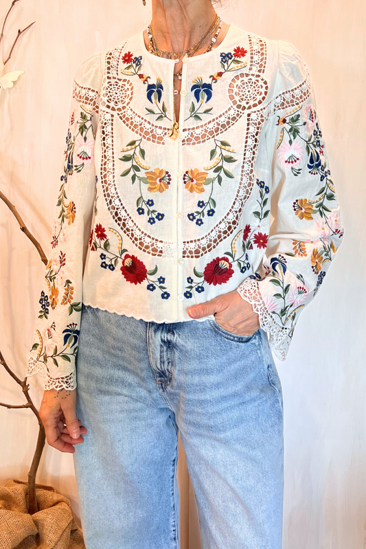 Camicia ricami e pizzo