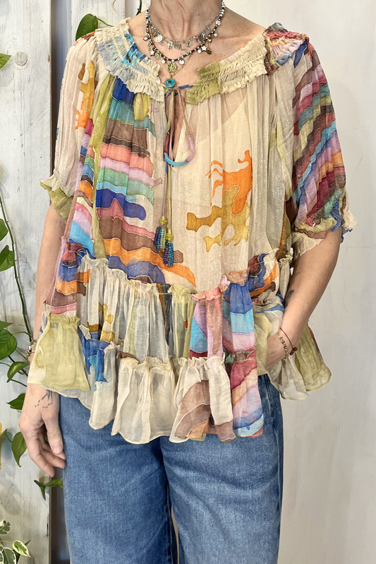 Top in viscosa a fantasia