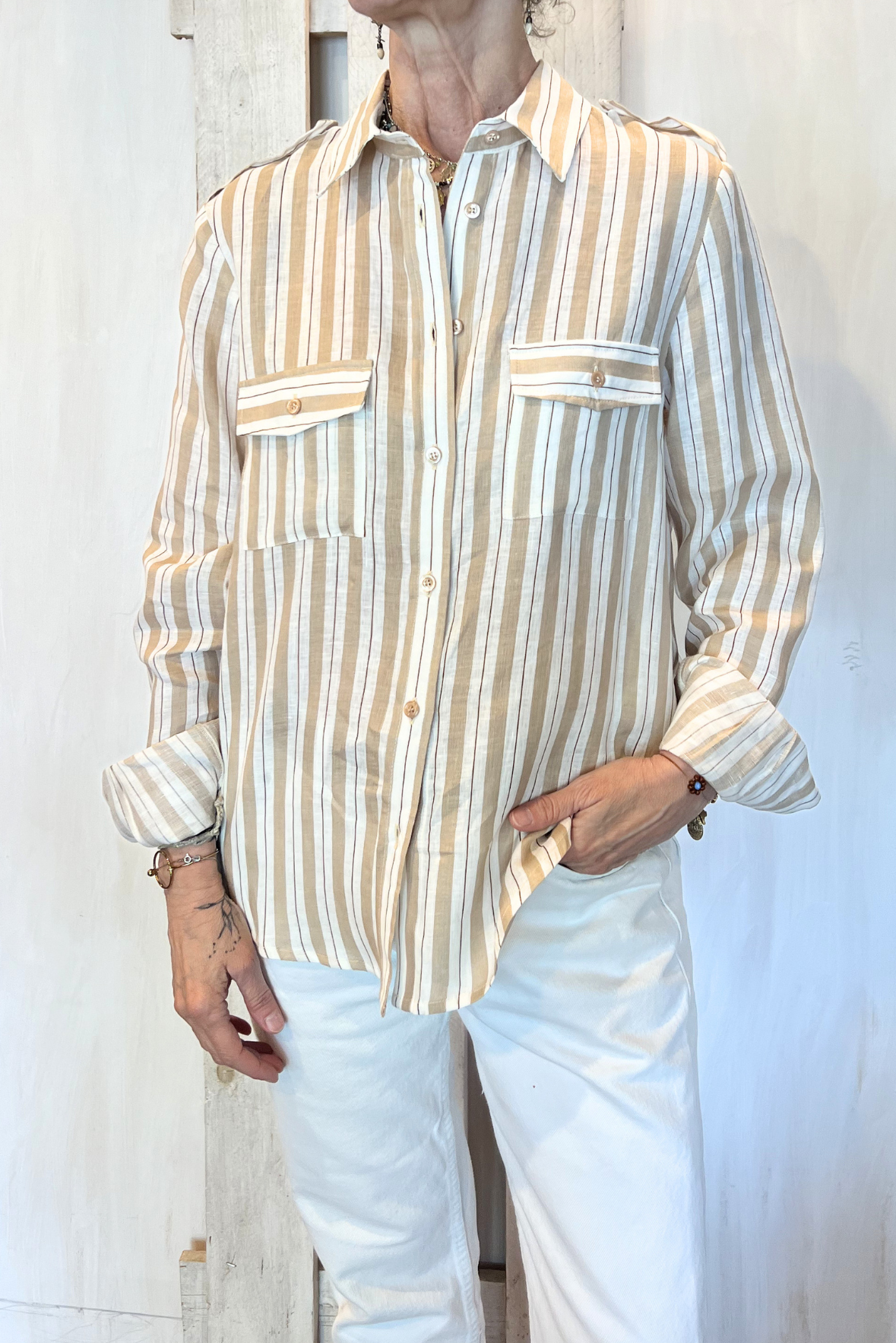 Camicia in lino a righe
