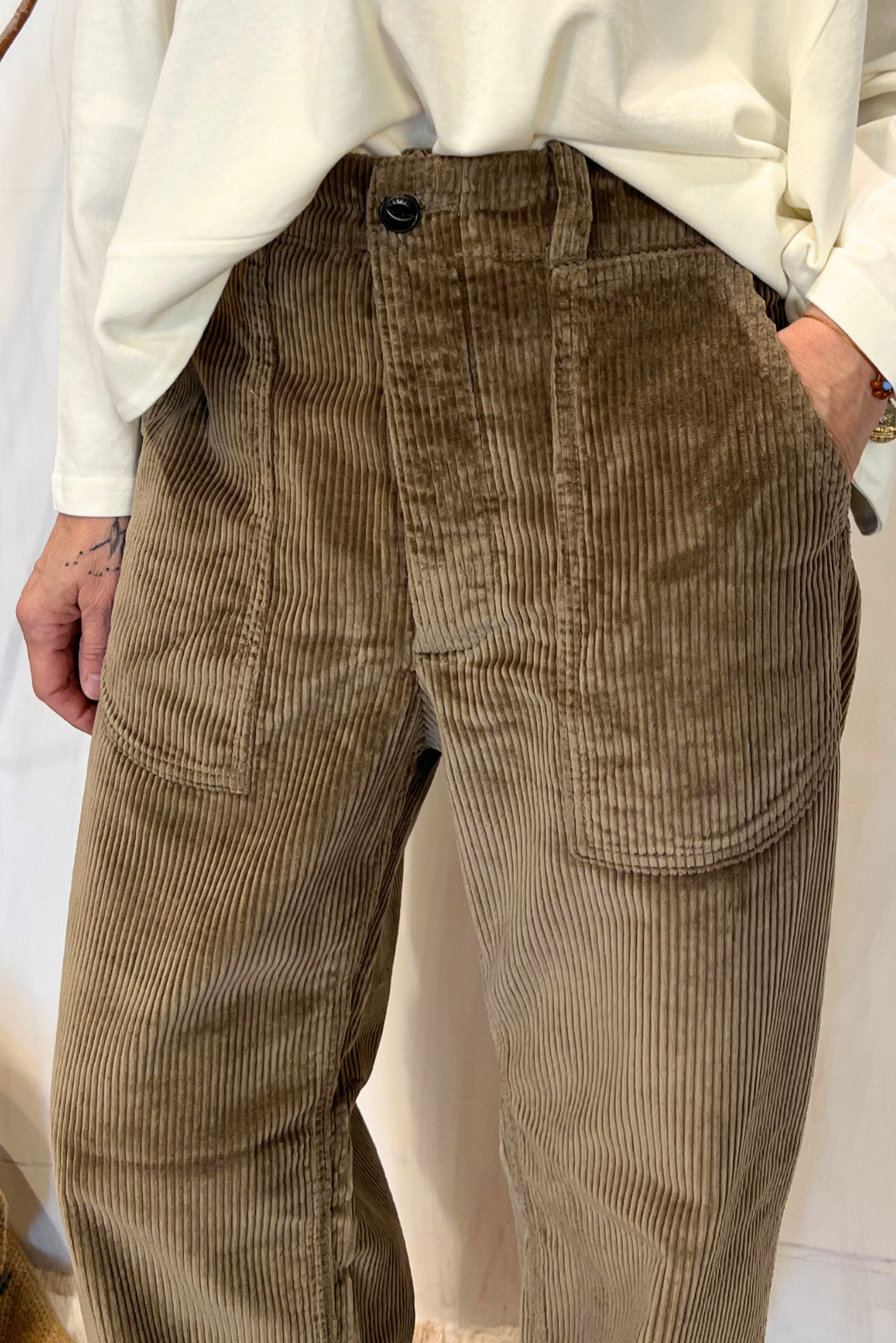 Pantalone fatigue in velluto a costine