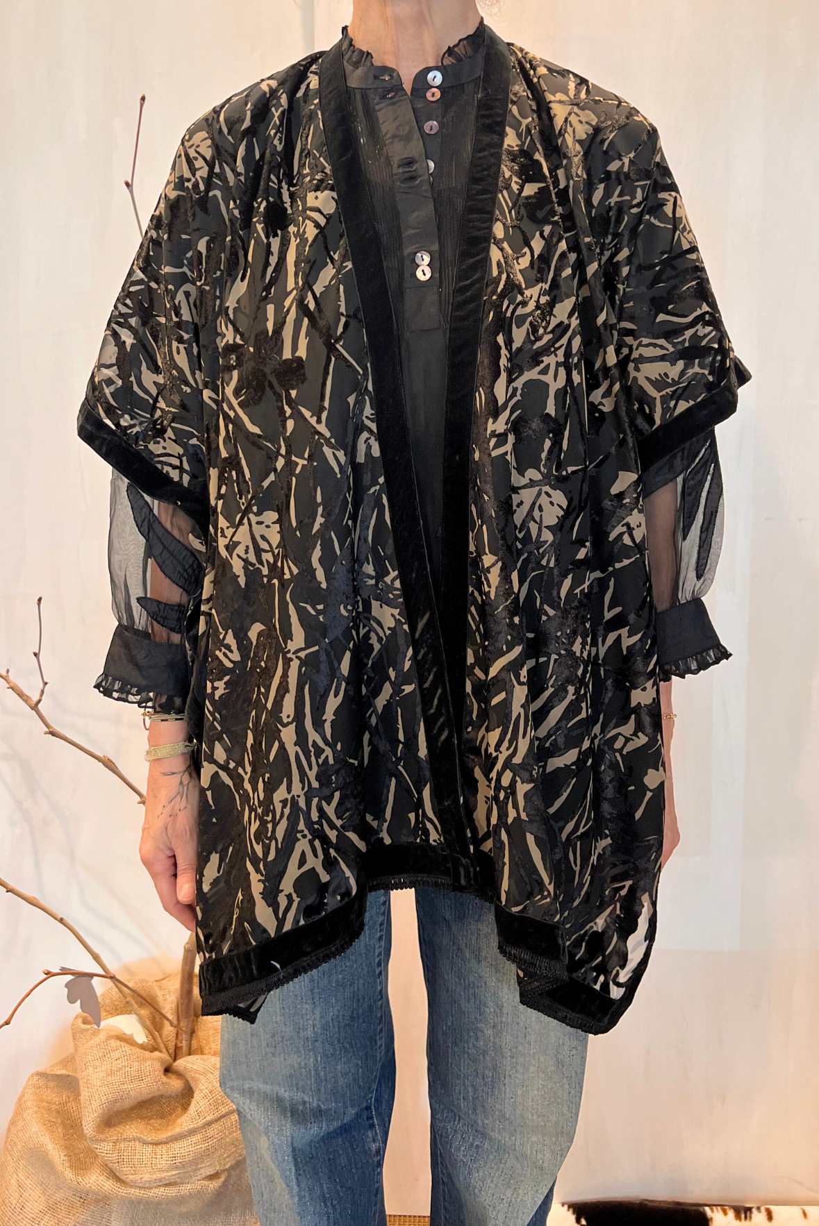 Kimono in viscosa devoré