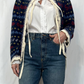 Maglia jaquard con pizzo e laccetti