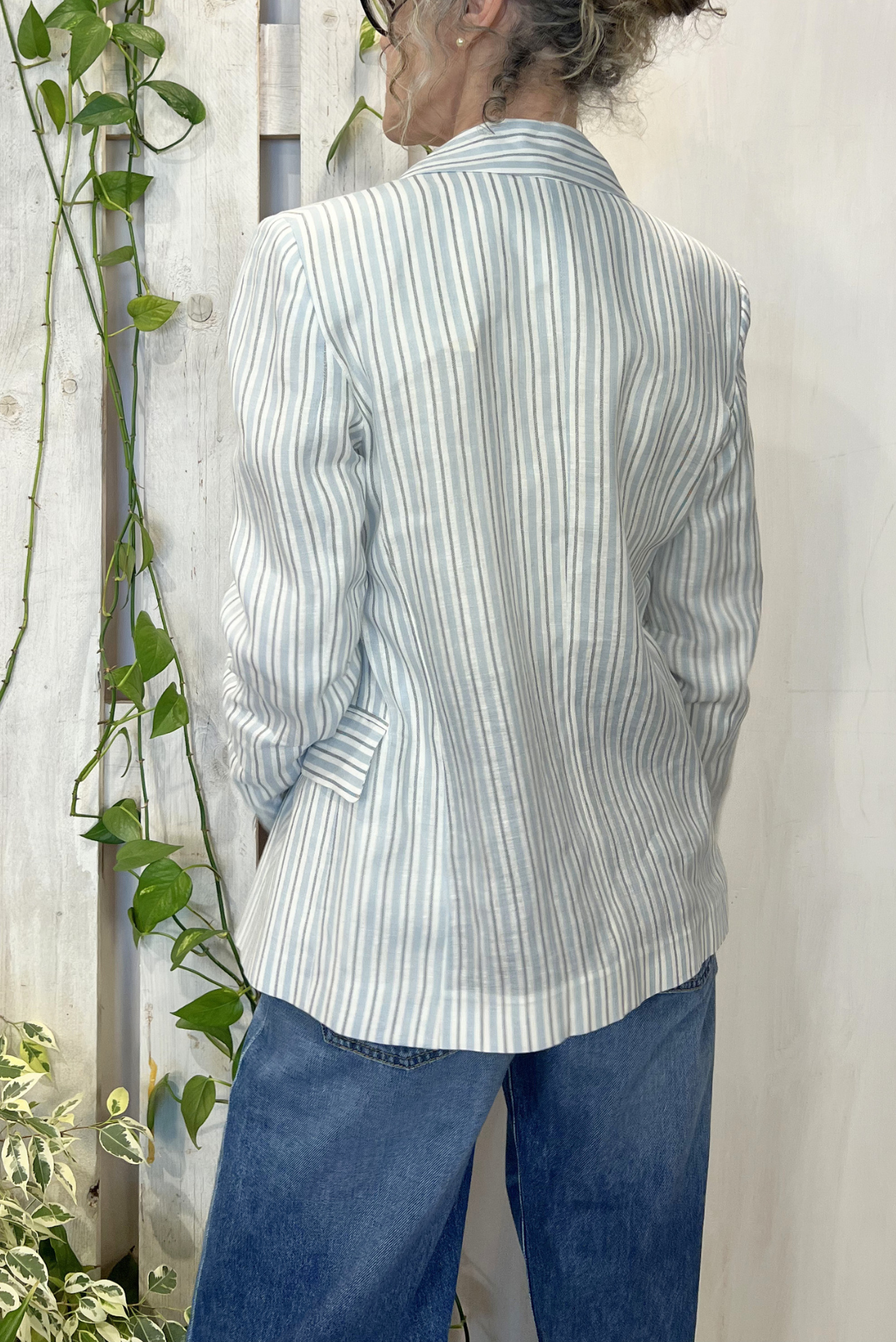 Blazer a righe in lino