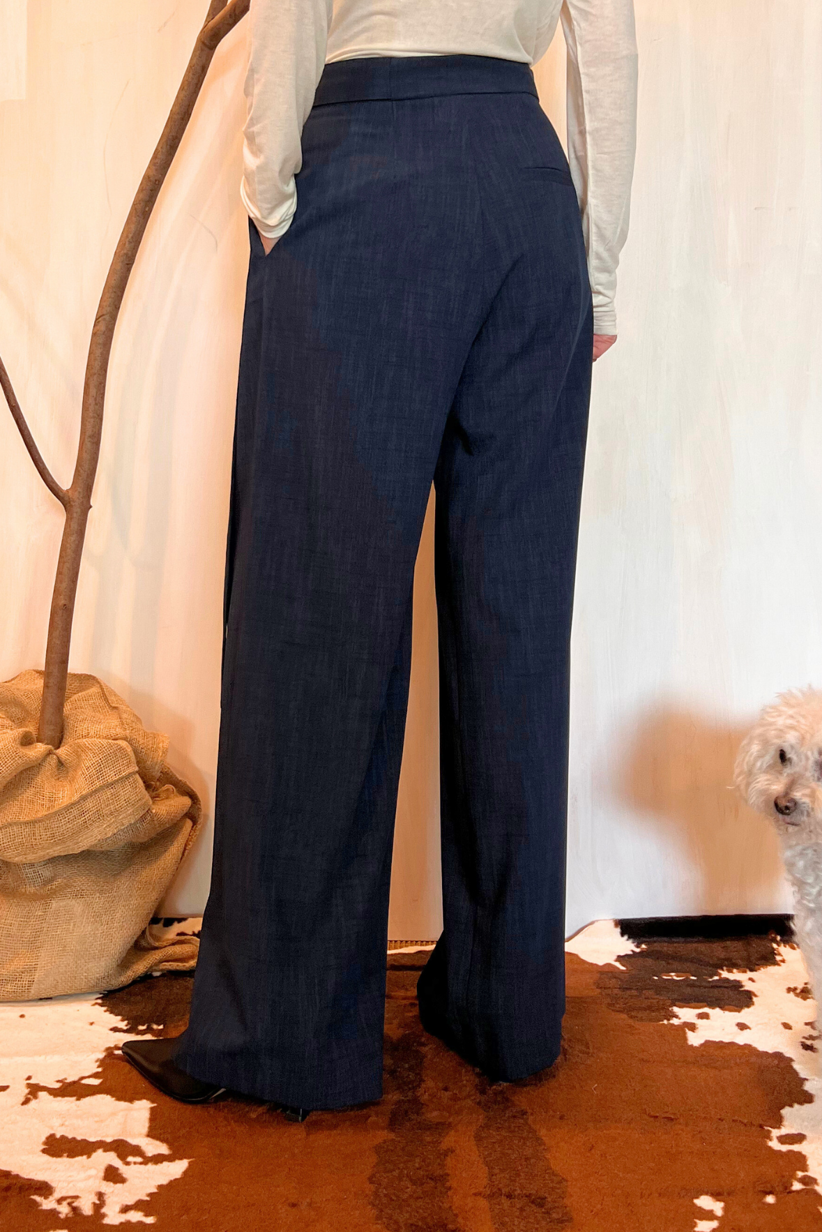 Pantalone con pannello e cintura