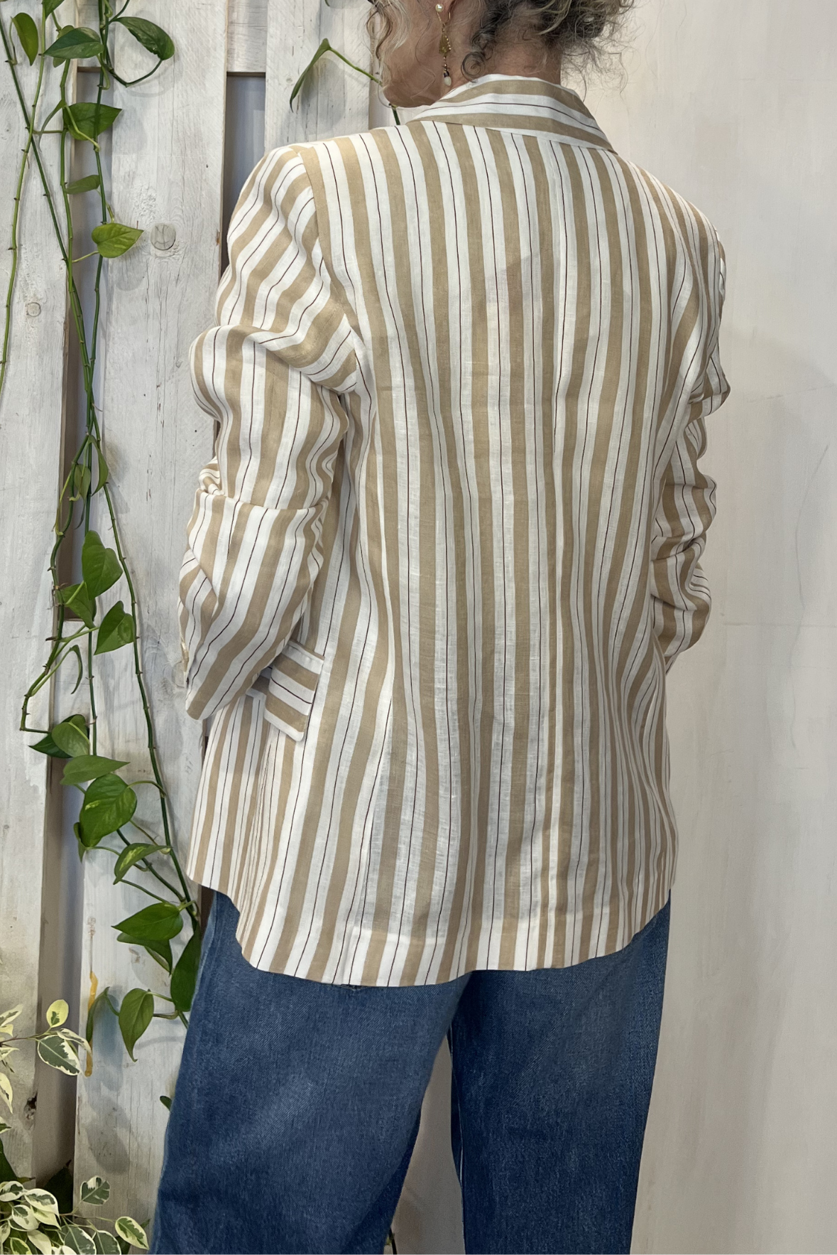 Blazer a righe in lino