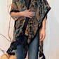 Kimono in viscosa devoré frange