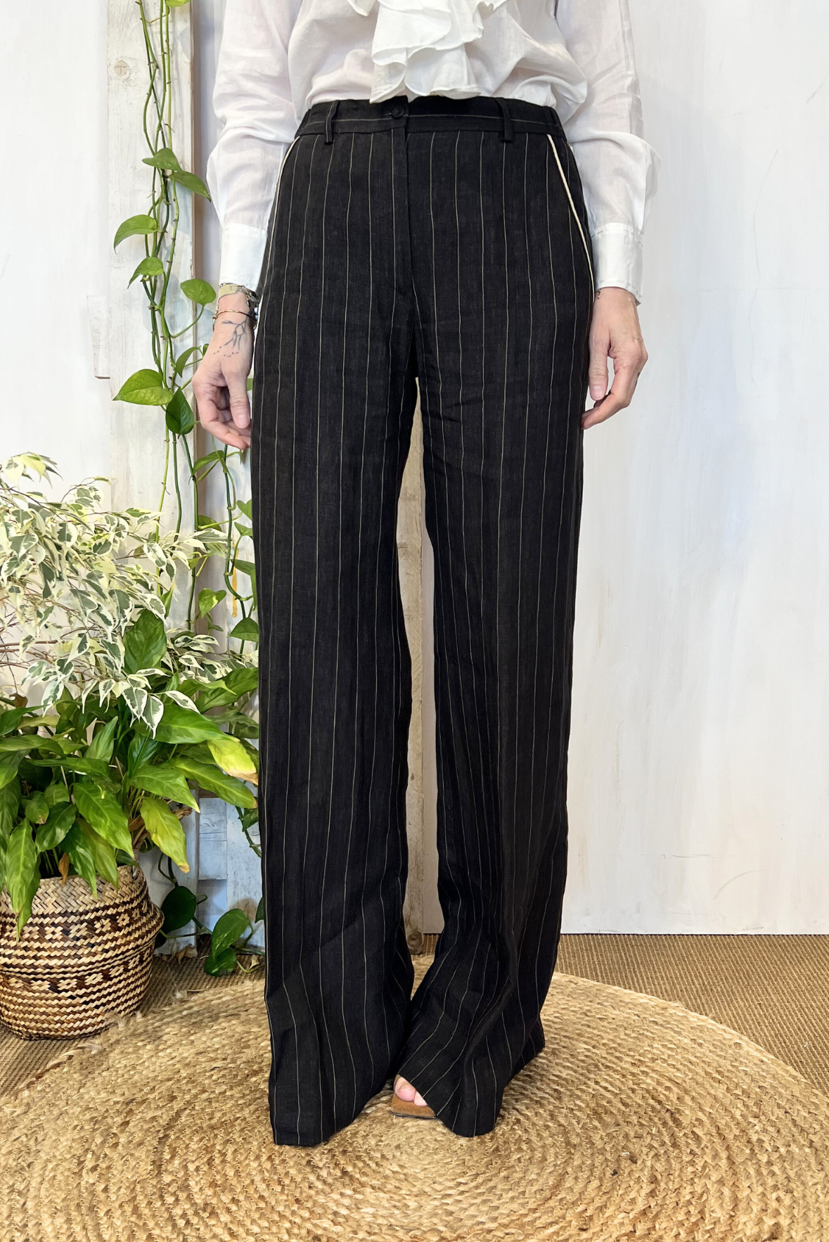 Pantalone gessato lino
