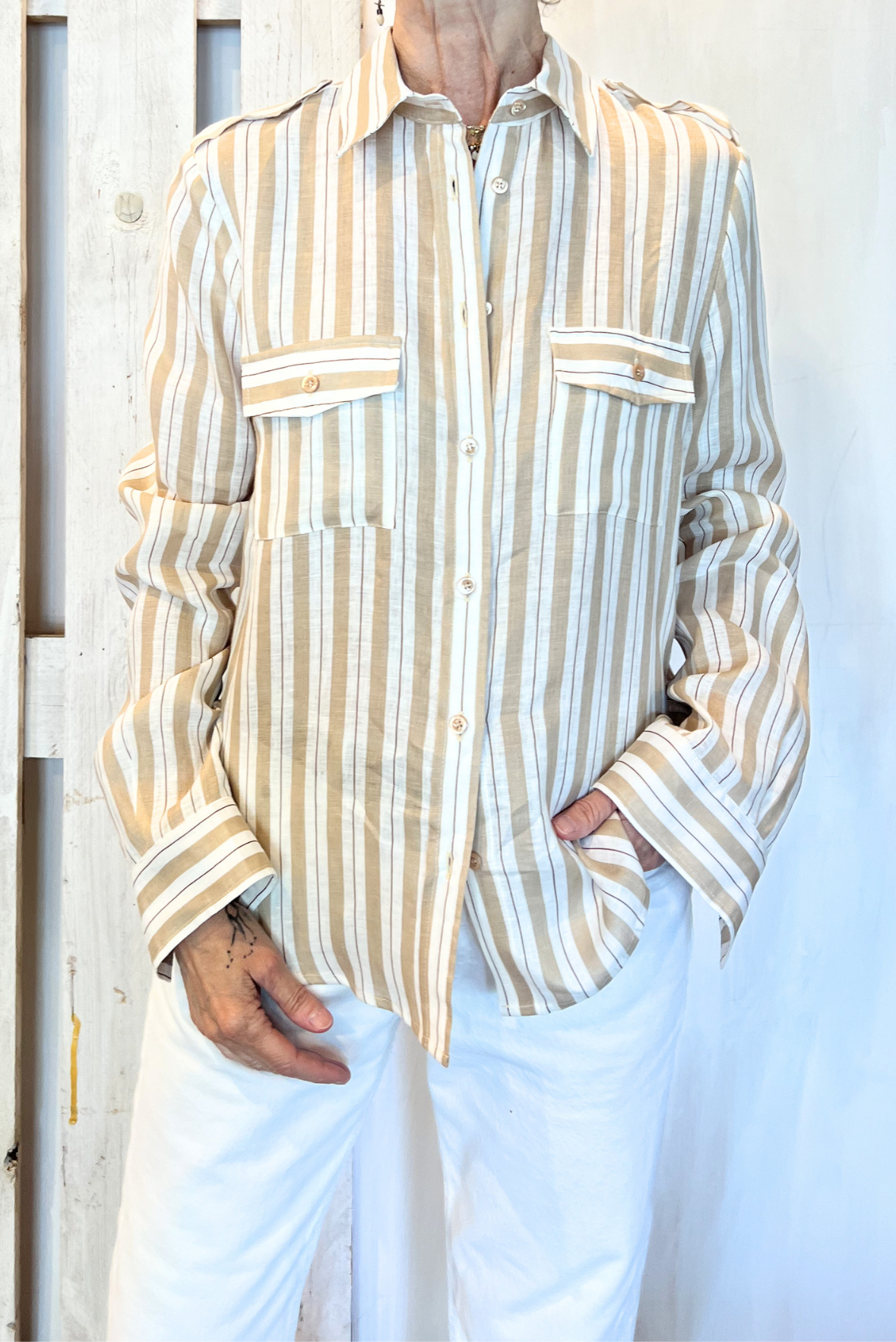 Camicia in lino a righe