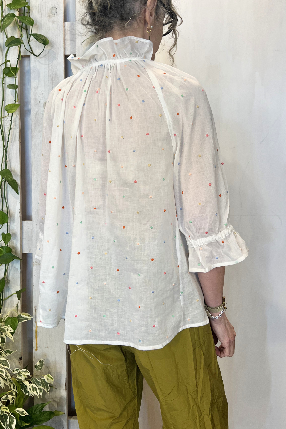 Blusa collo bebè a pois