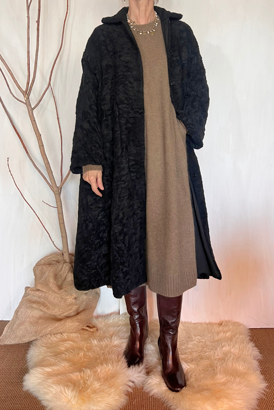 Cappotto over in lana effetto pelliccia