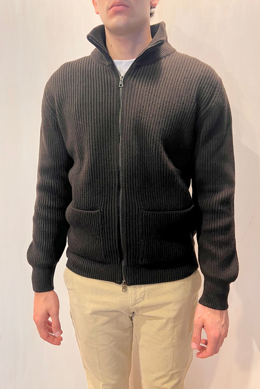 Cardigan a coste con zip