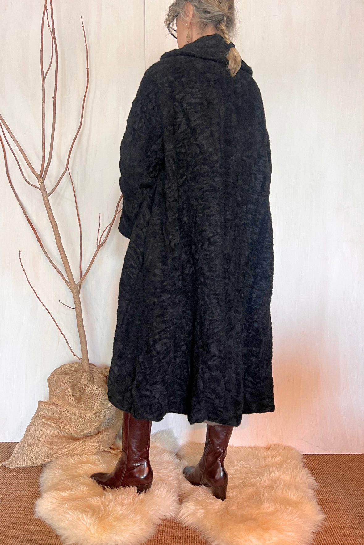 Cappotto over in lana effetto pelliccia