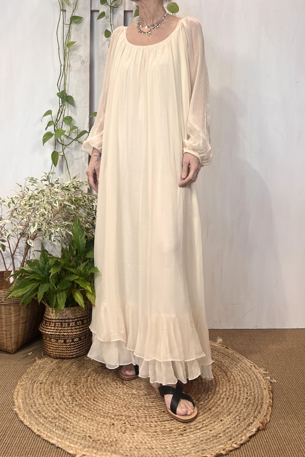 Maxi abito in crepe di viscosa