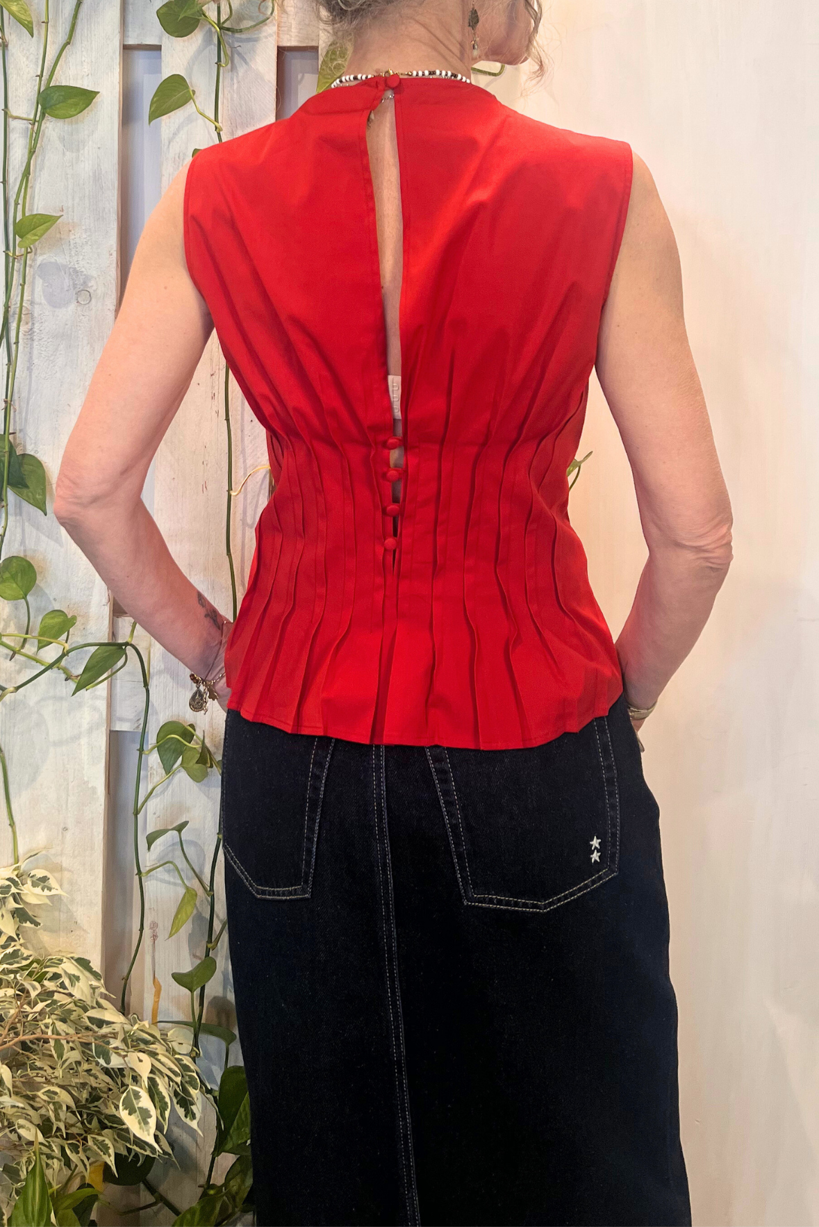 Top plissettato in popeline