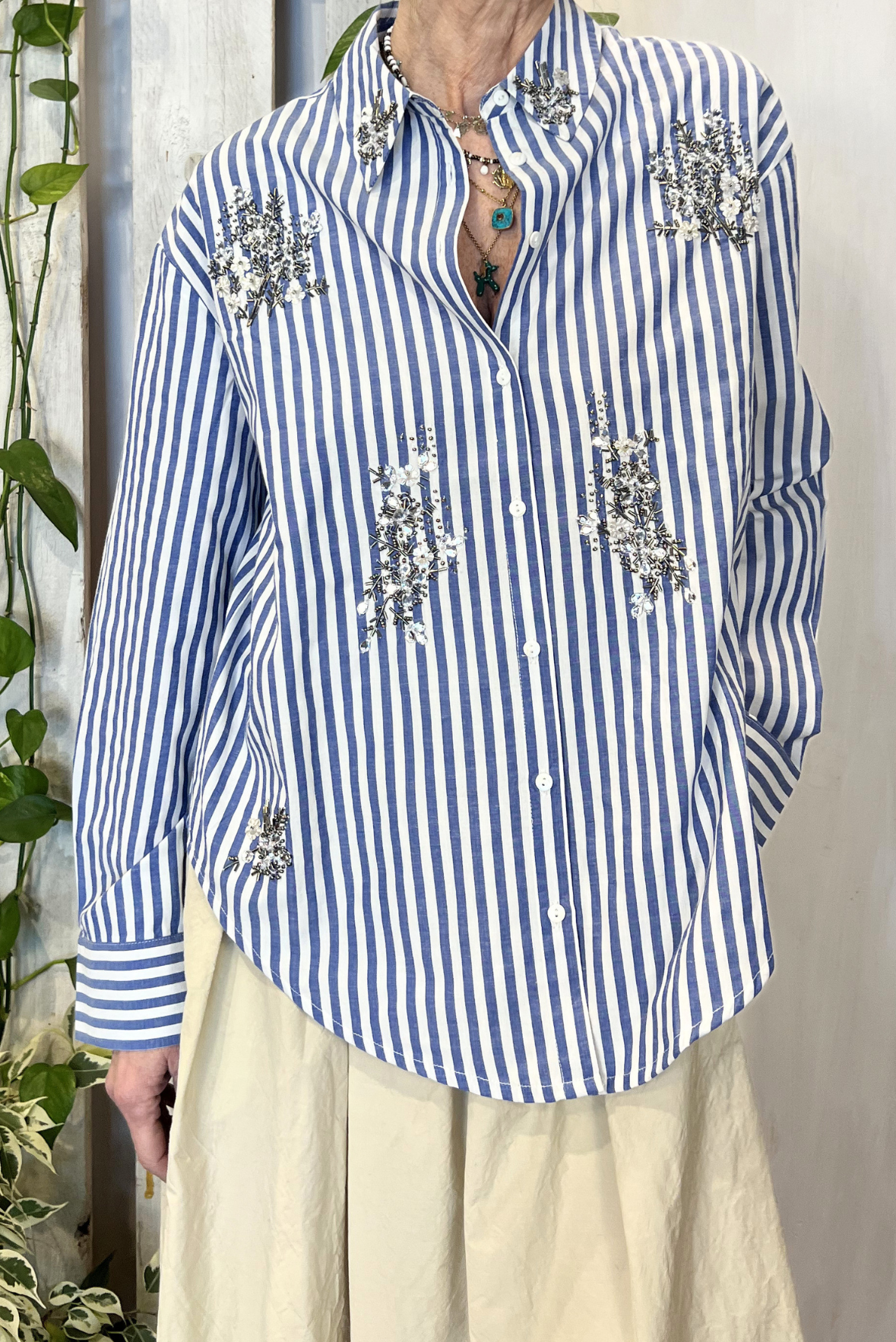 Camicia a righe con paillettes