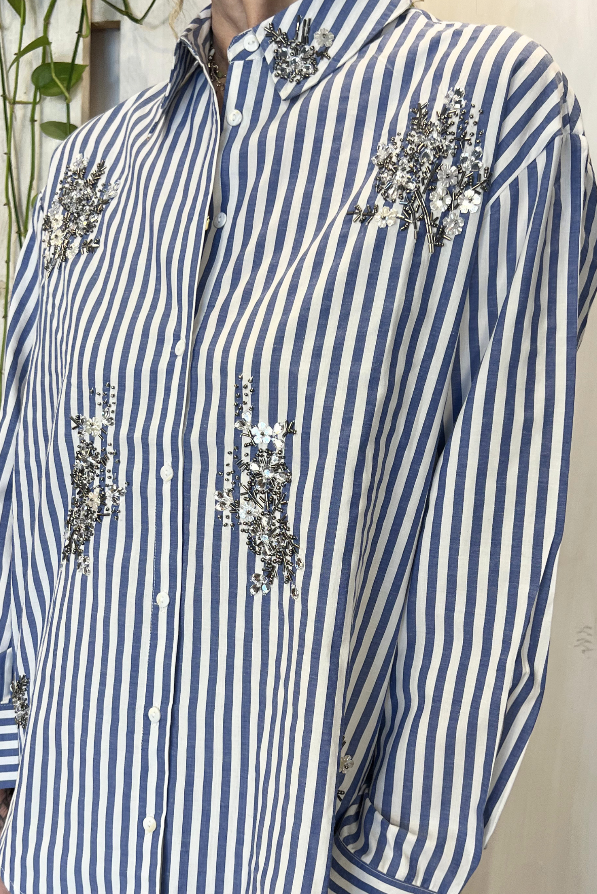 Camicia a righe con paillettes