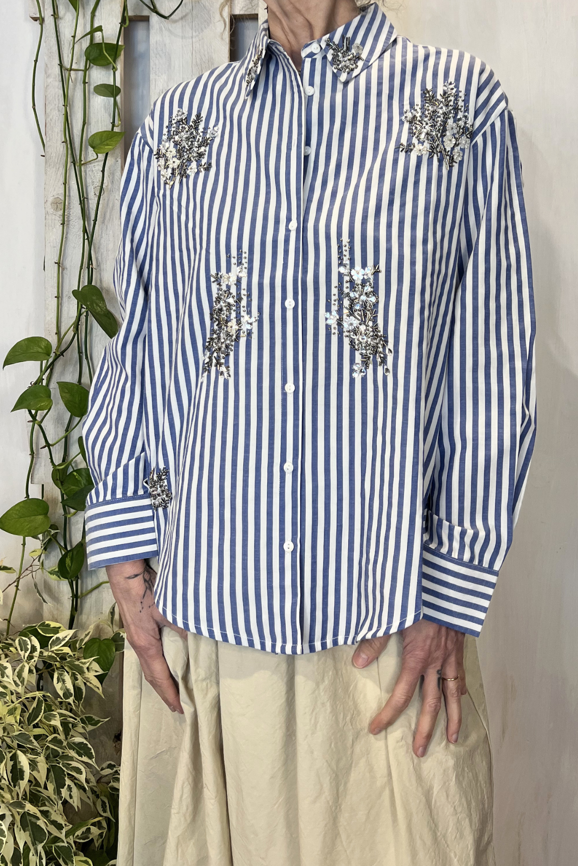 Camicia a righe con paillettes