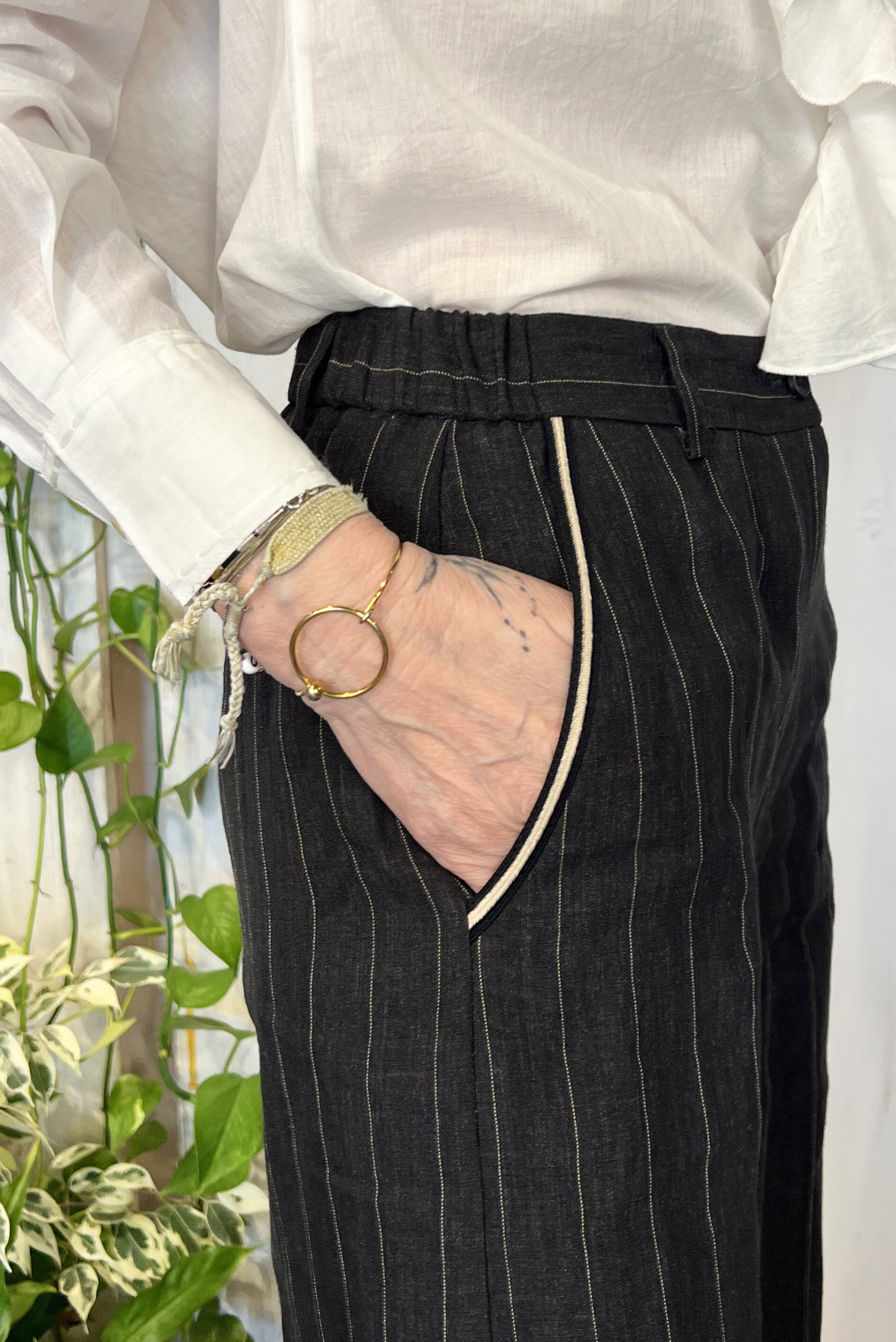 Pantalone gessato lino