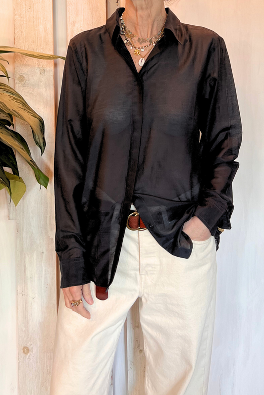 Camicia misto seta scollo schiena