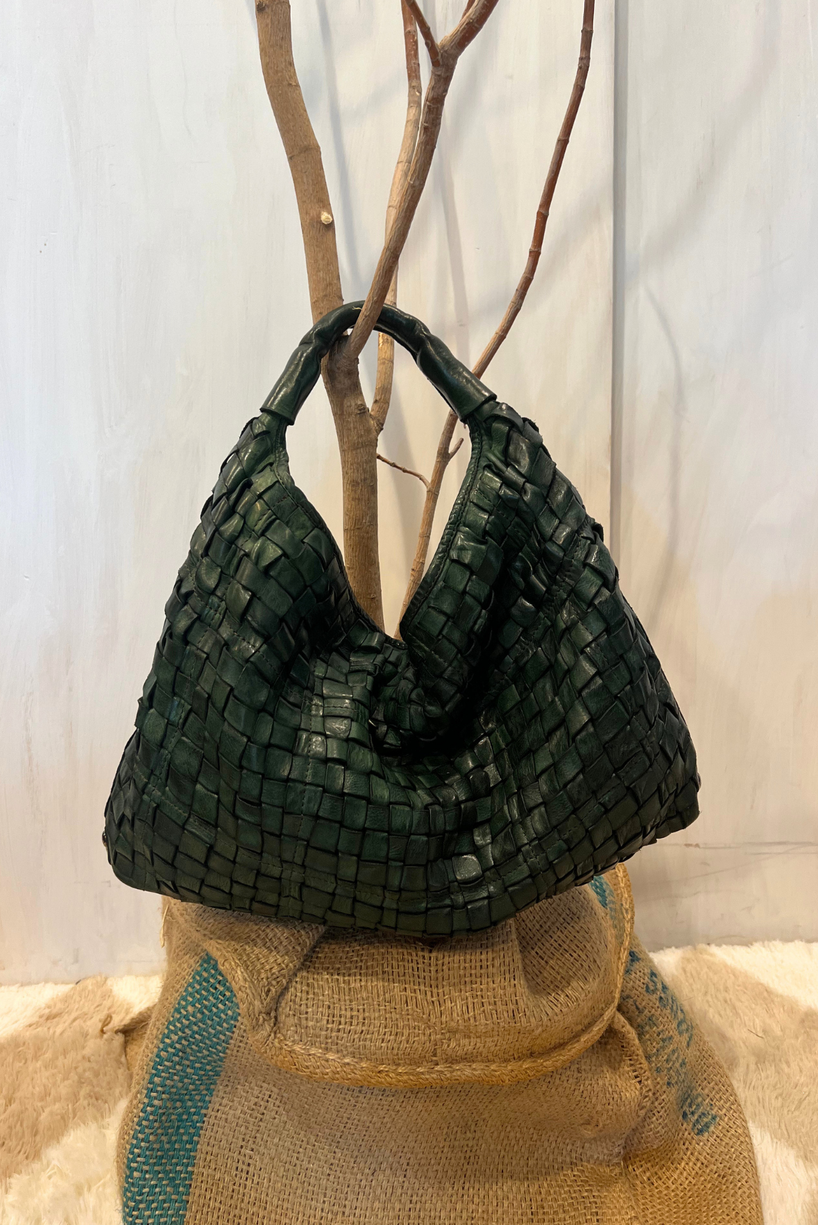 Borsa Atena in pelle intrecciata