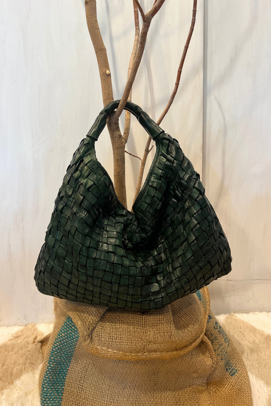 Borsa Atena in pelle intrecciata