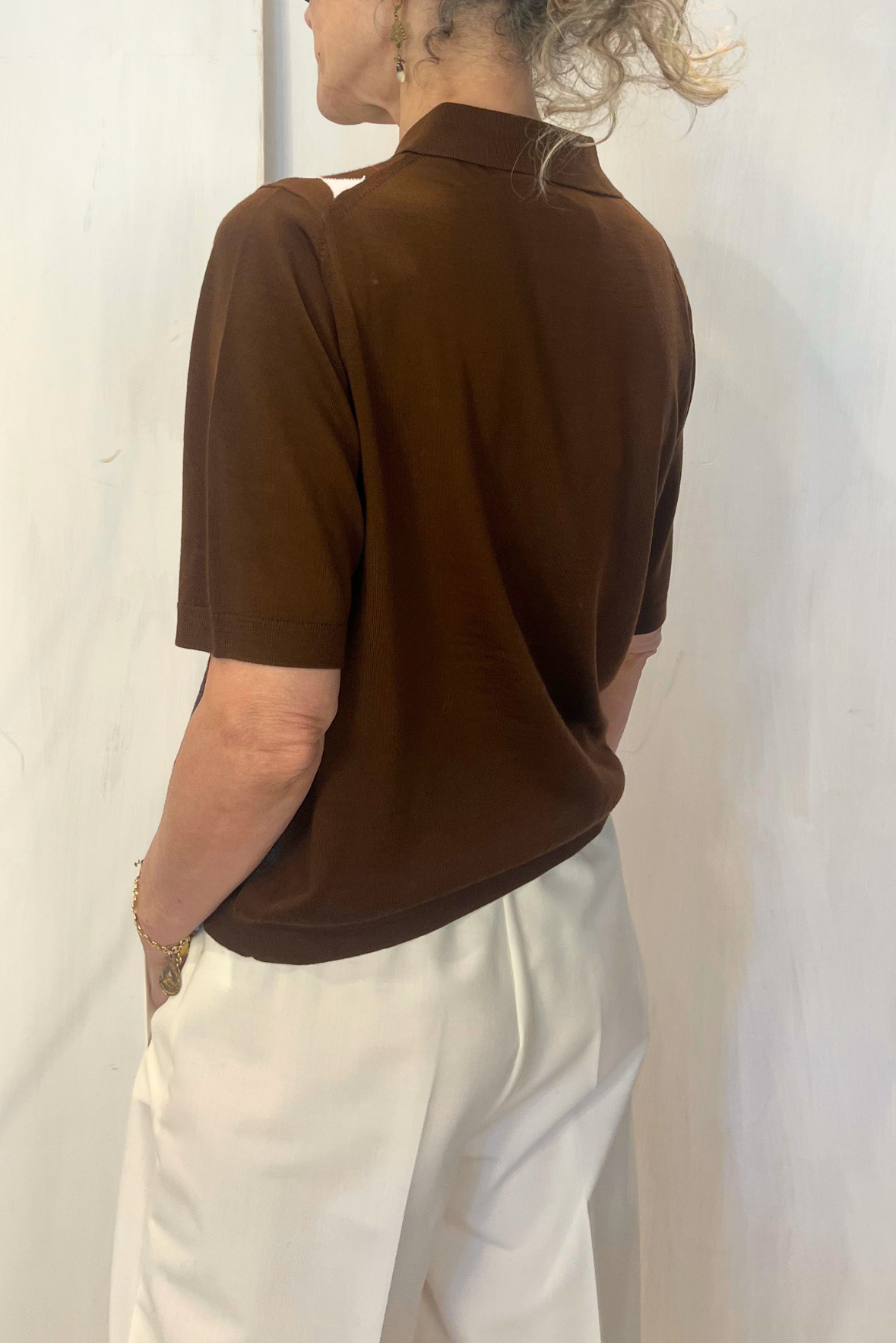 Polo in maglia a rombi