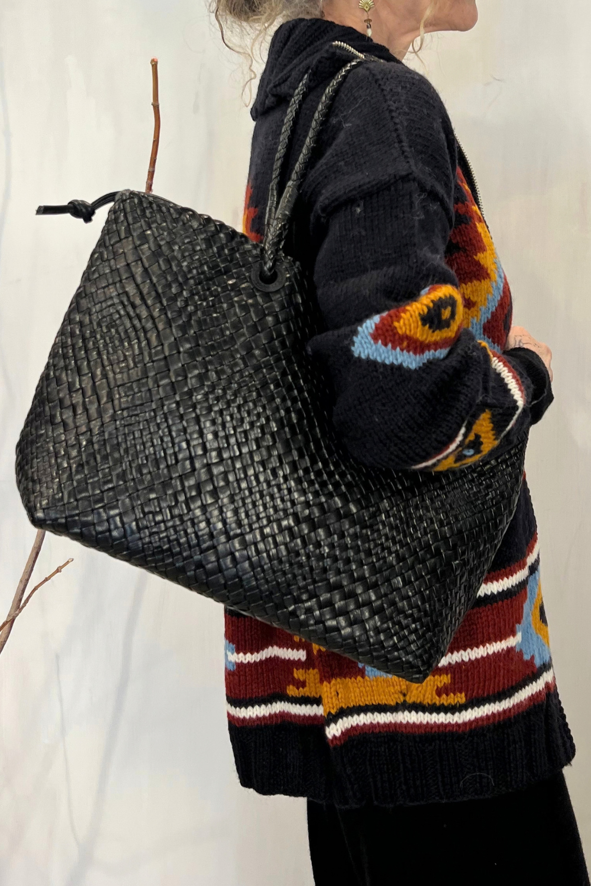 Shopper Bazika in pelle intrecciata