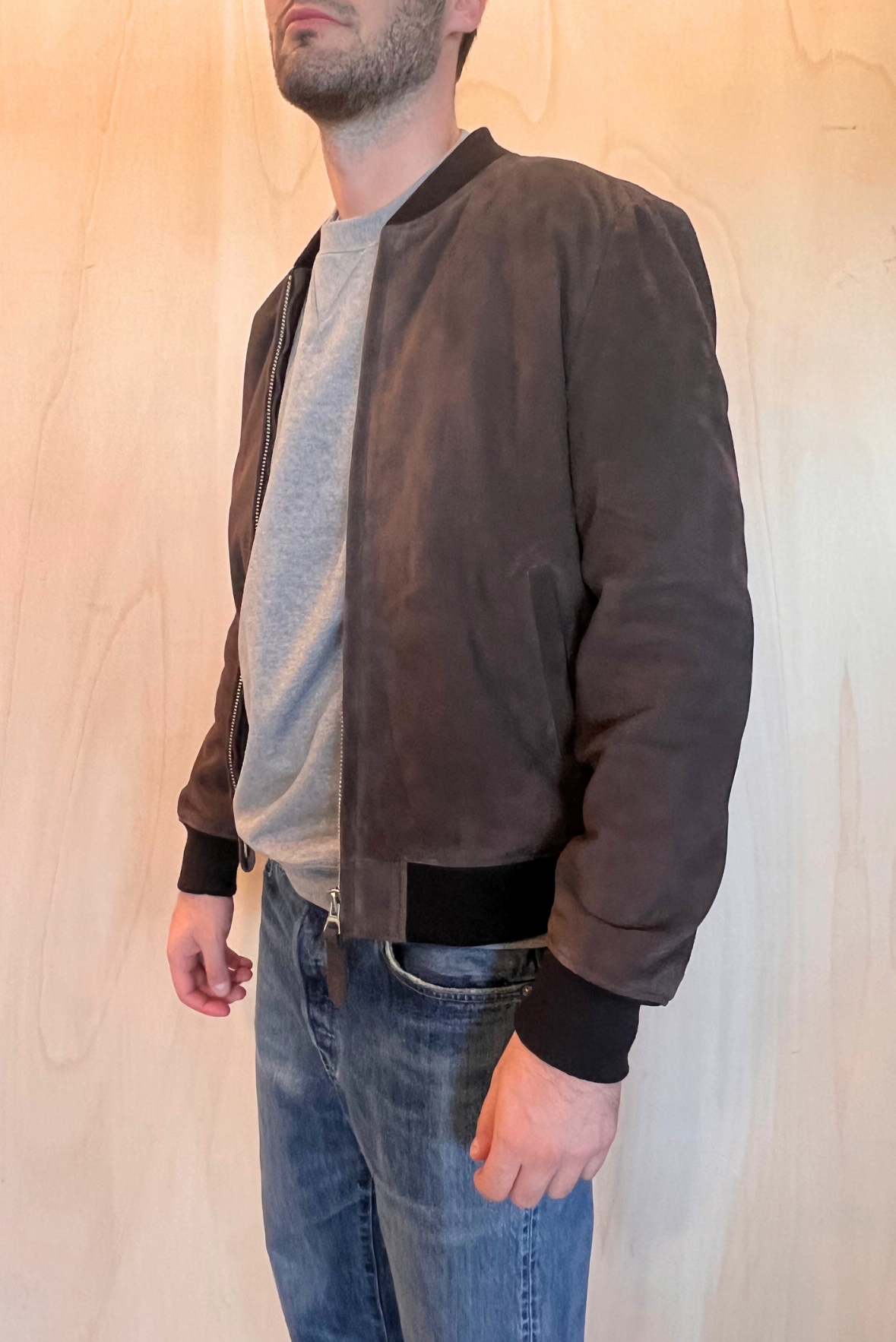 Bomber in suede