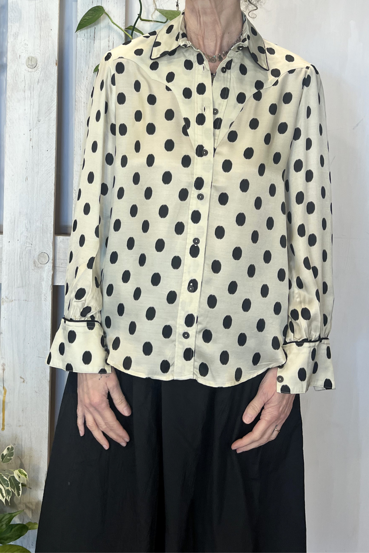 Camicia a pois misto seta