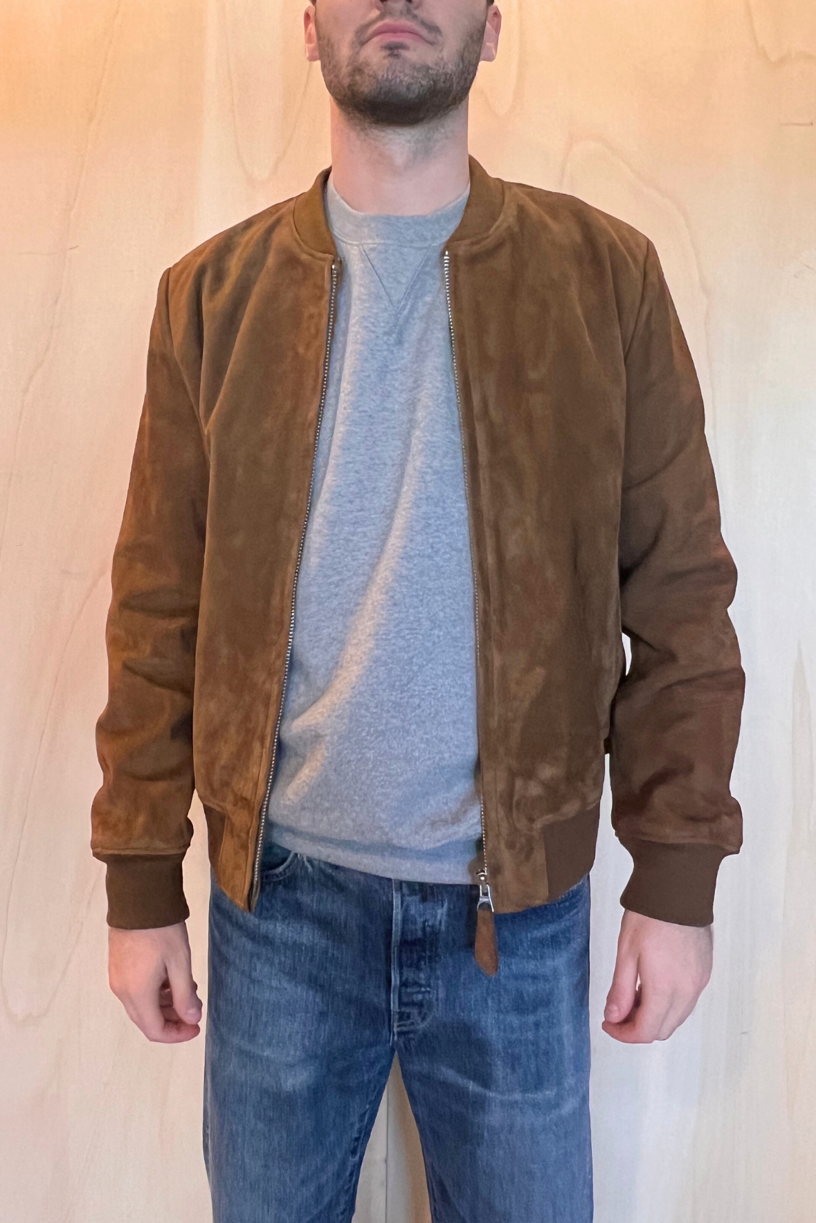 Bomber in suede