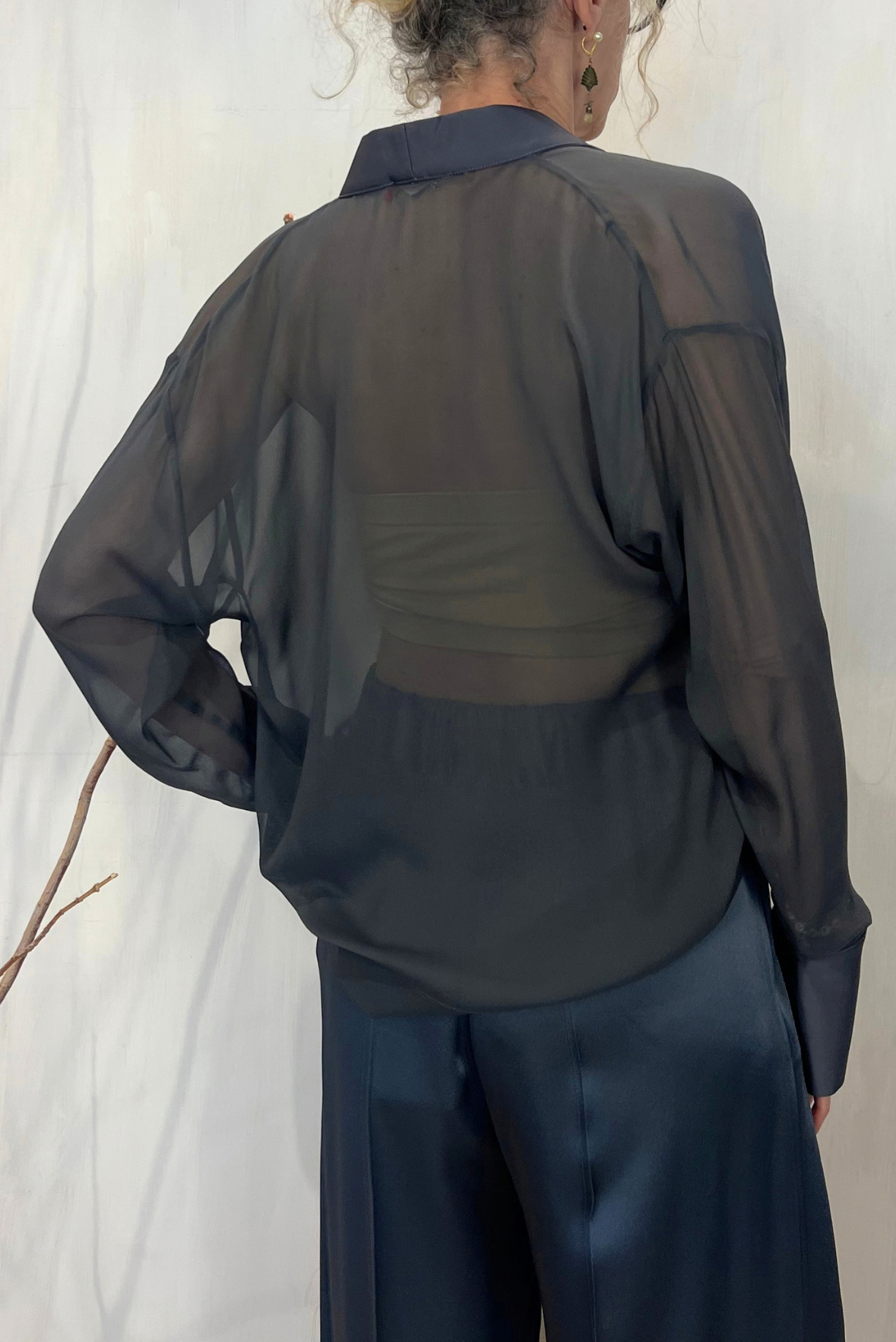 Top drappeggiato misto seta