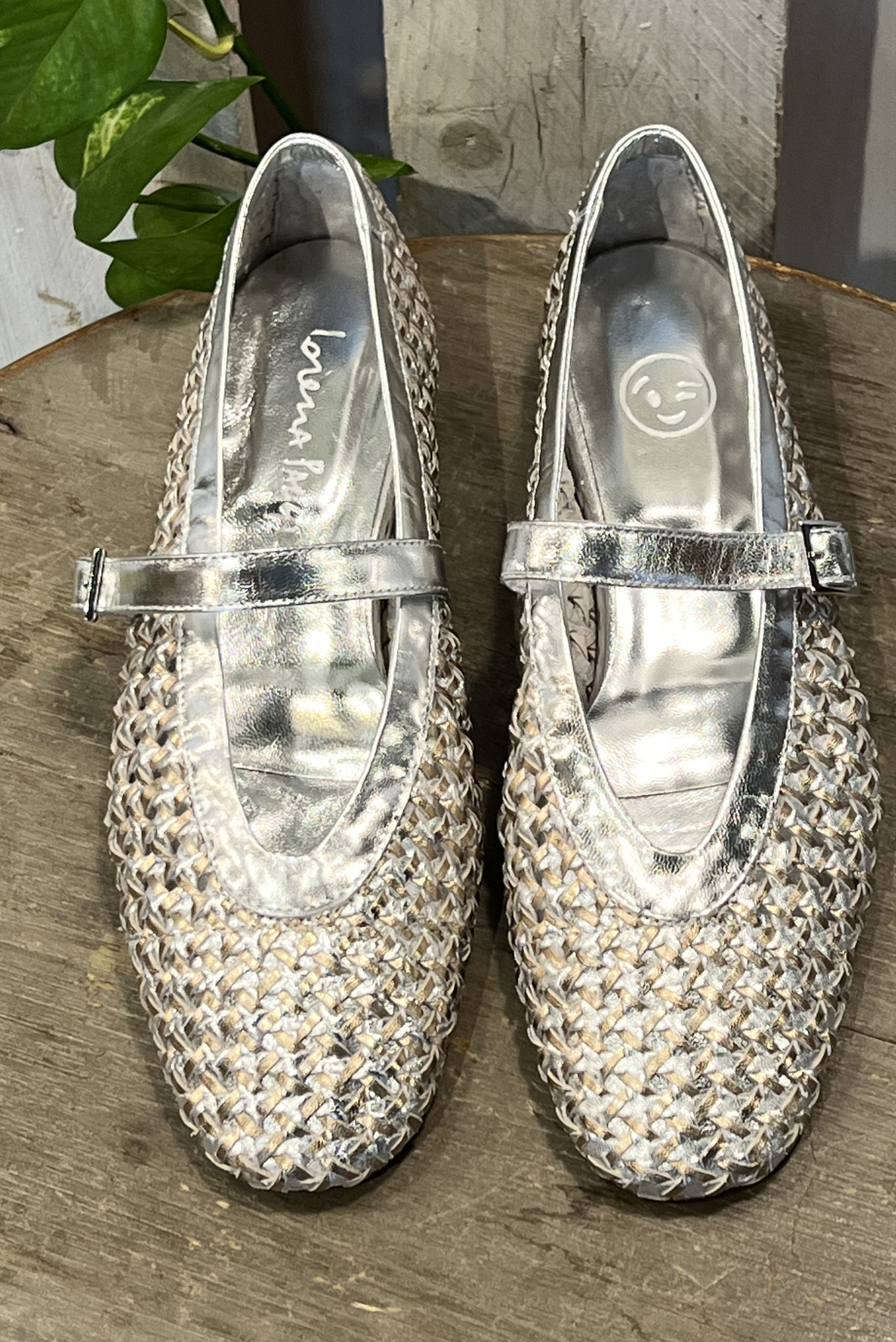 Ballerina pelle intrecciata