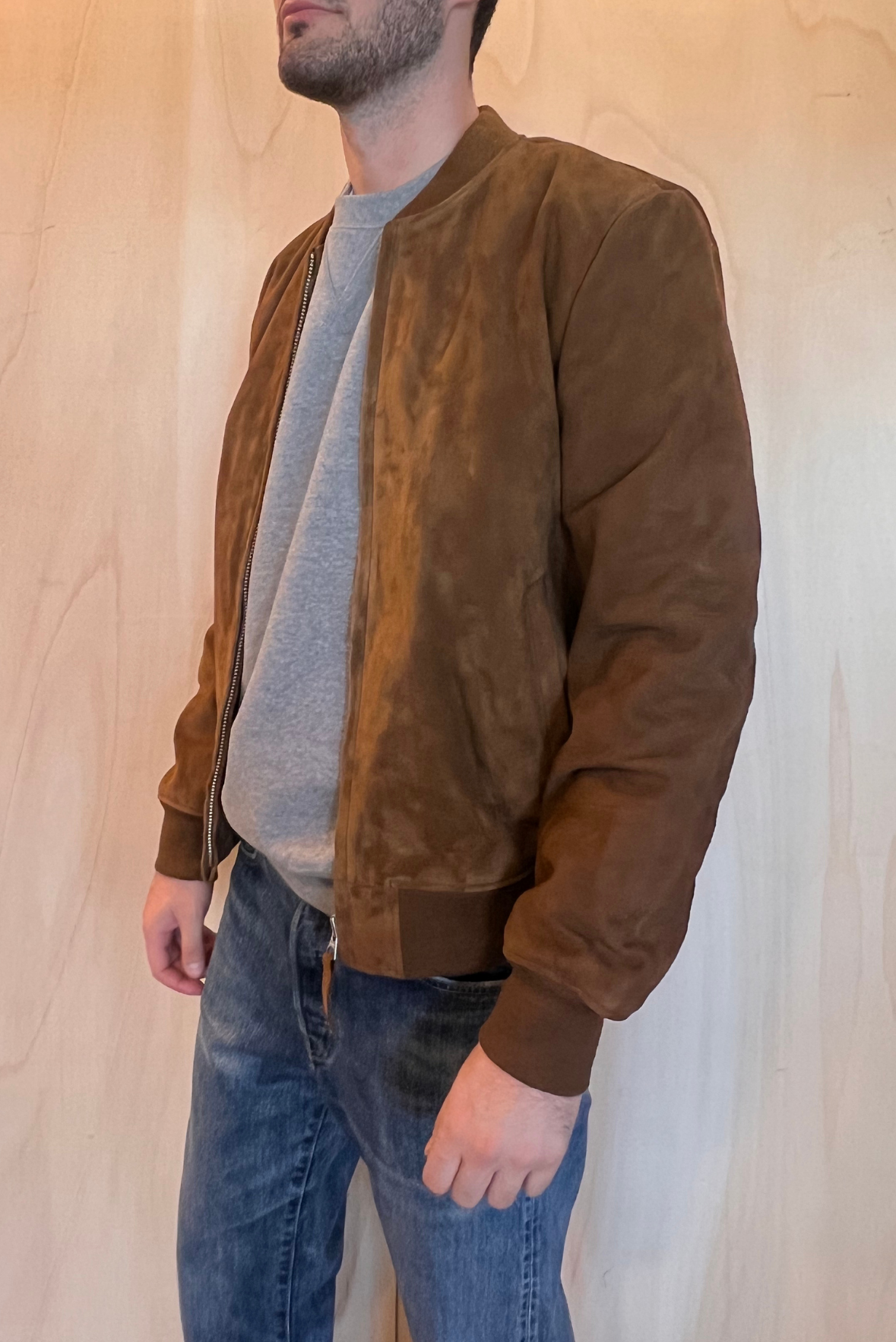 Bomber in suede