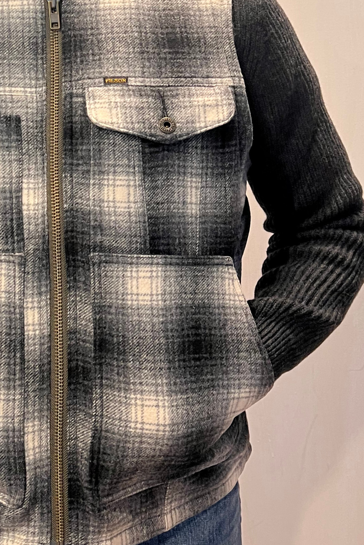 Gilet check misto lana