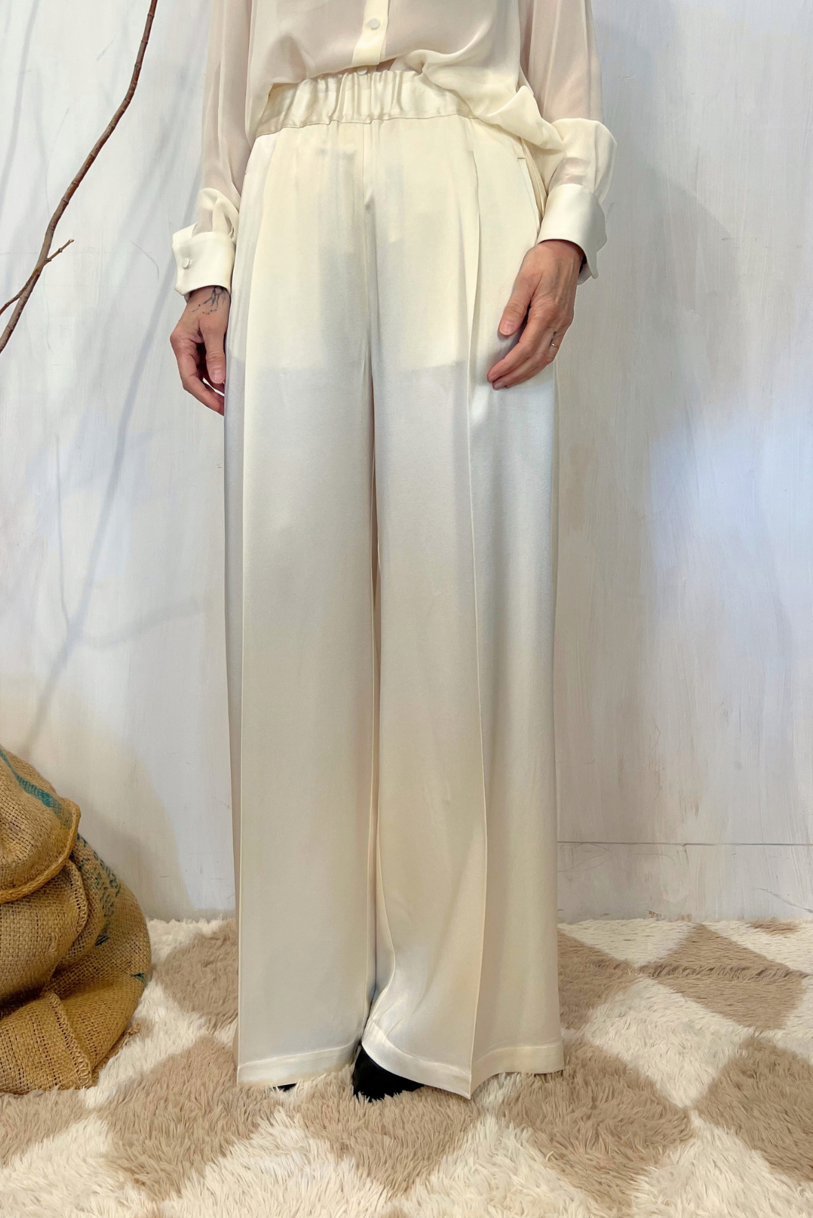 Pantalone palazzo in raso