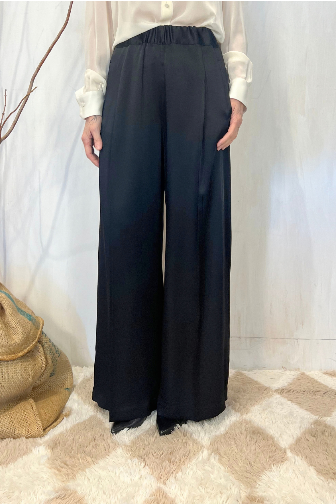 Pantalone palazzo in raso