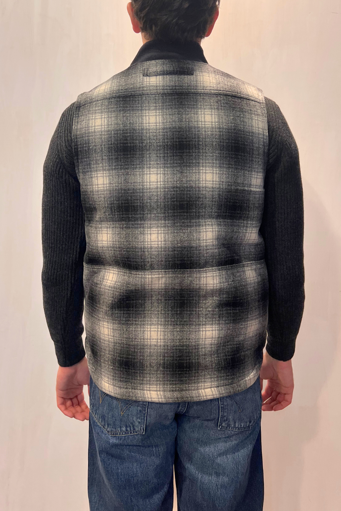 Gilet check misto lana