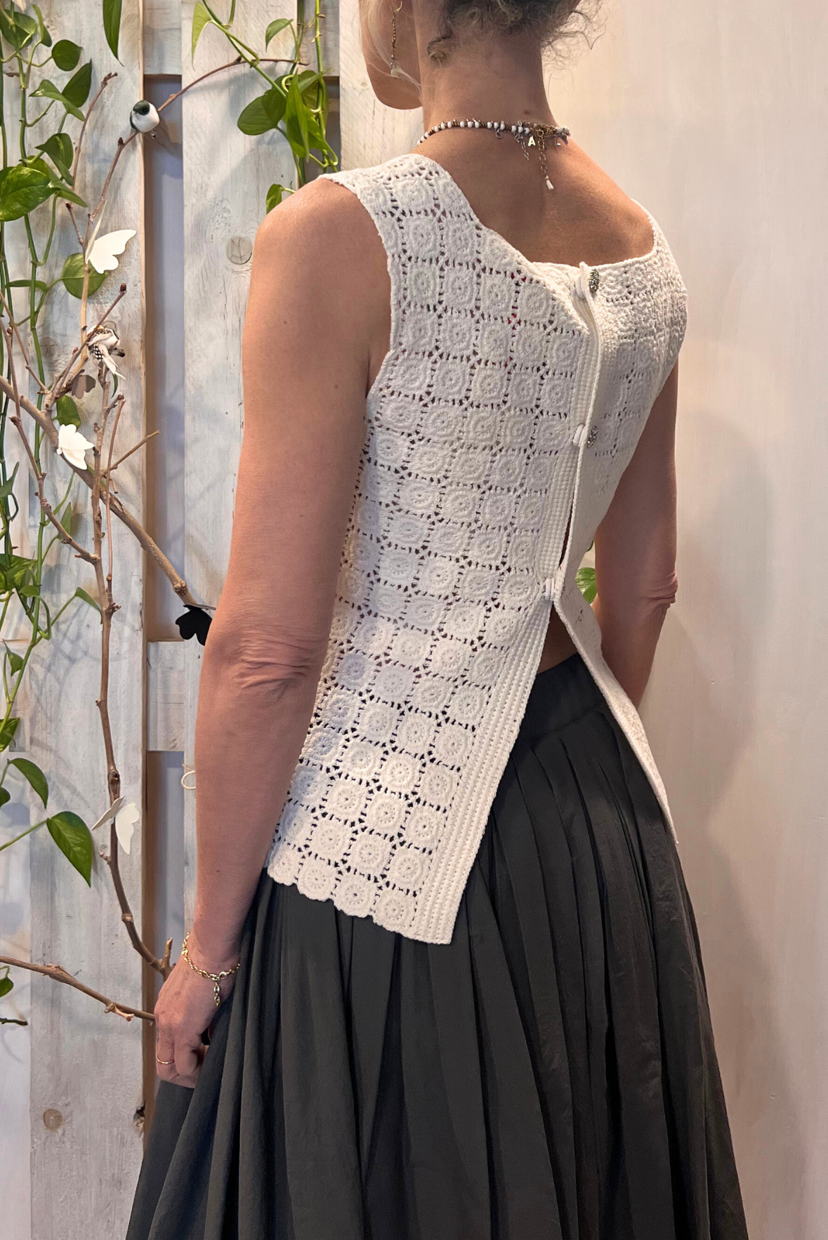 Top crochet bottoni gioiello