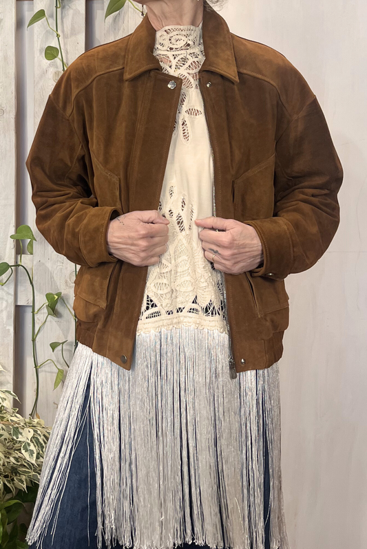 Bomber in pelle scamosciato