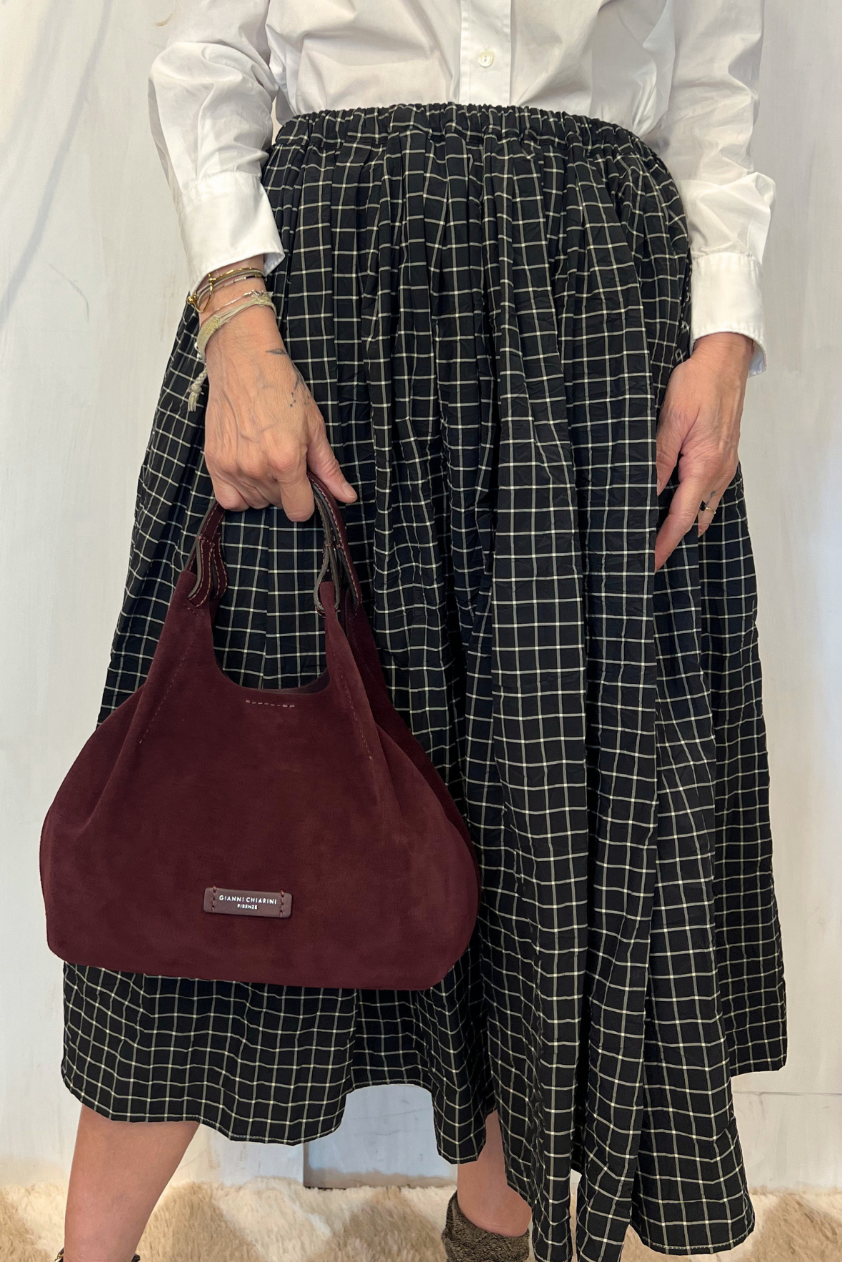 Shopping Due piccola in pelle scamosciata