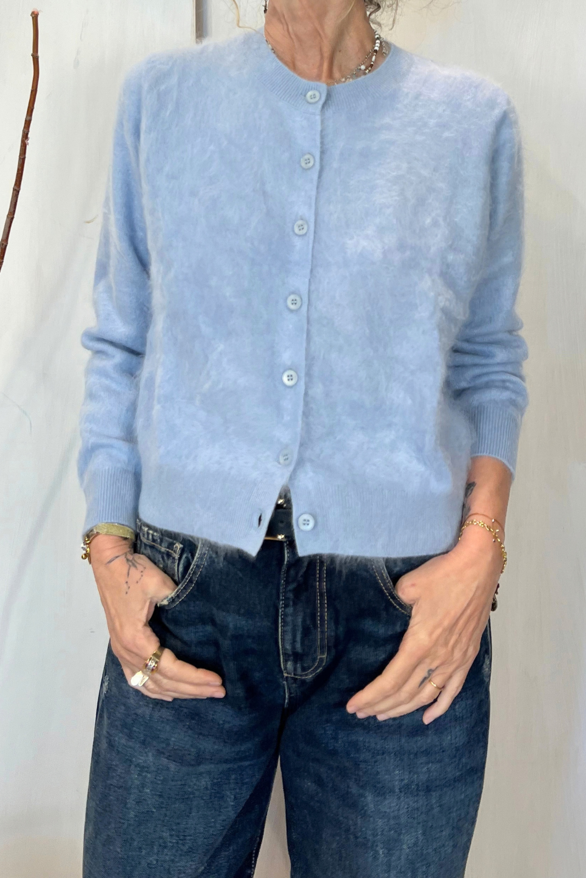Cardigan in cashmere peloso
