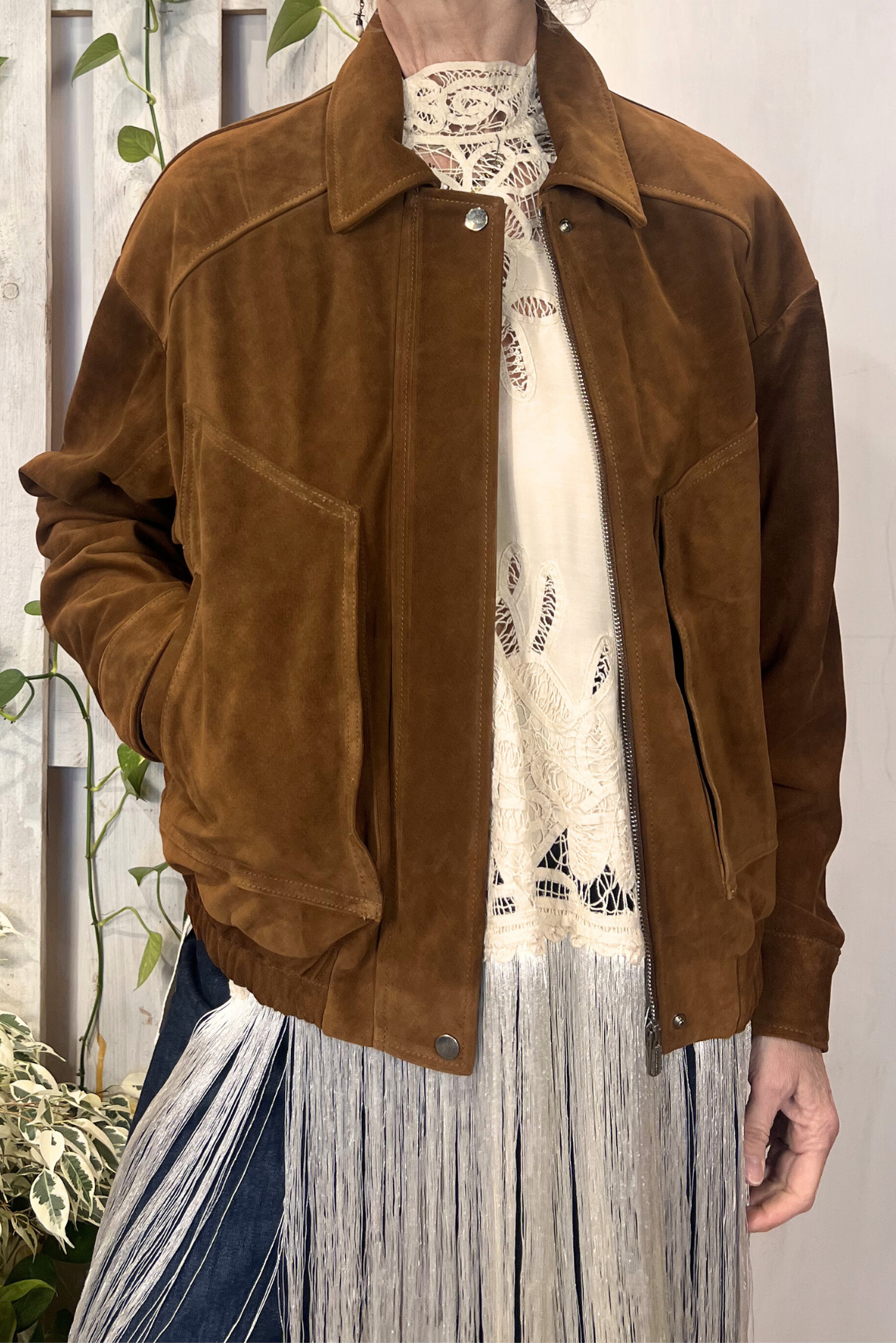 Bomber in pelle scamosciato