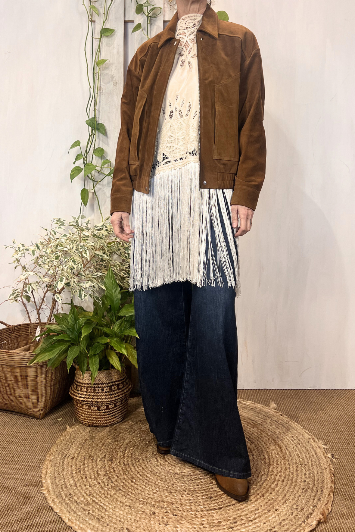 Bomber in pelle scamosciato