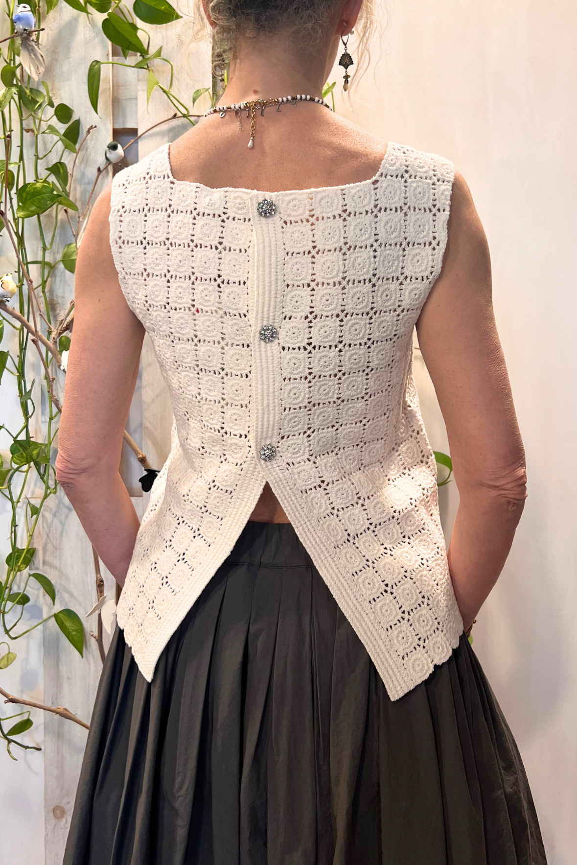 Top crochet bottoni gioiello