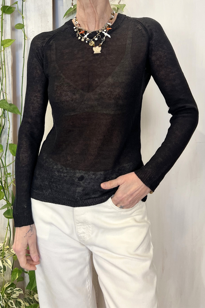Maglia a giro in lino e seta