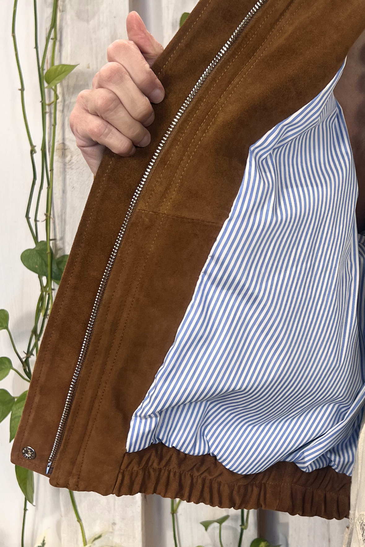 Bomber in pelle scamosciato