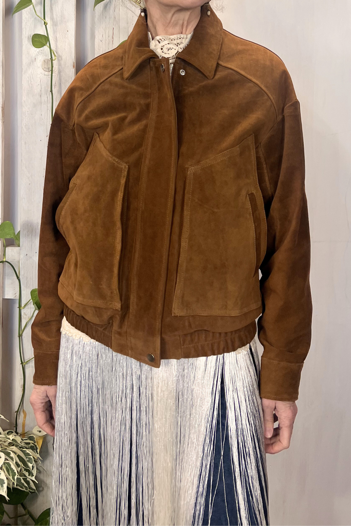 Bomber in pelle scamosciato